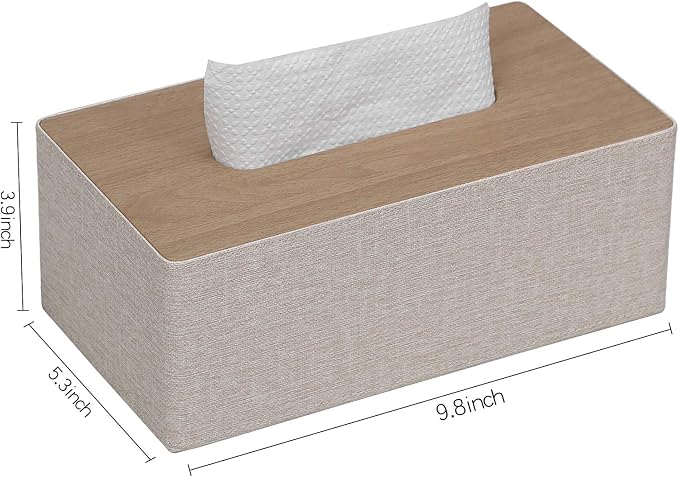 Tissue Box Cover Rectangular 9.8" x 5.3" x 4.3" Refined Modern PU Leather - Image 9