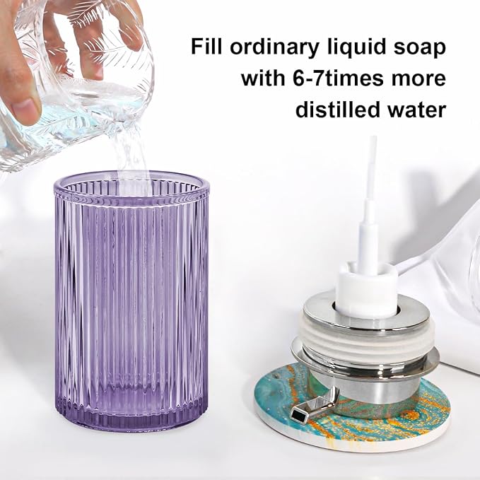 Foaming Soap Dispenser, 12 Oz Purple Glass Foam Hand Soap Dispenser, Refillable - Image 5