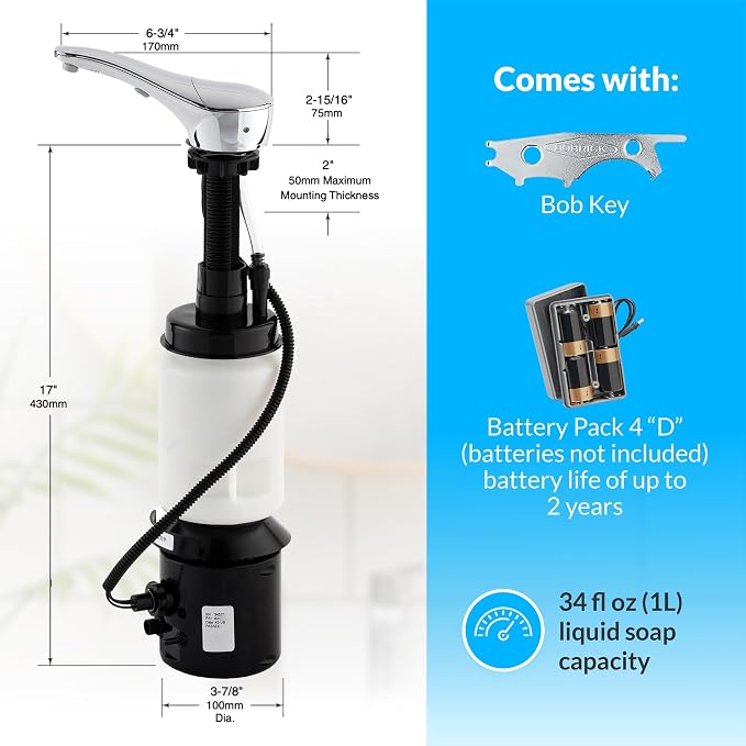 Bobrick B-8281 Automatic Foam Soap Dispenser, Top-FillTouch-Free Soap Spout - Image 6