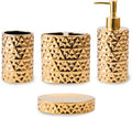 Gold Bathroom Accessory Sets 4 Piece Ceramic Gift Set Apartment Necessities by RXLVCKY