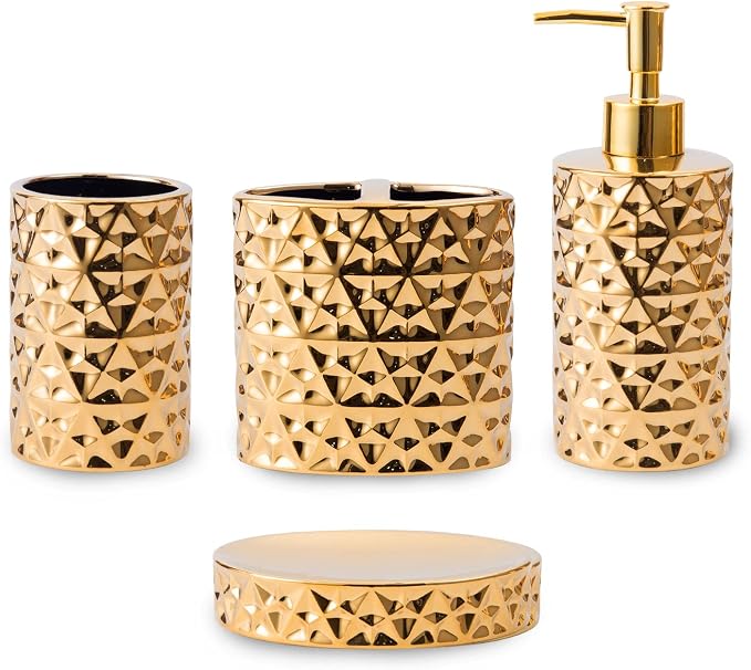 Gold Bathroom Accessory Sets 4 Piece Ceramic Gift Set Apartment Necessities by RXLVCKY