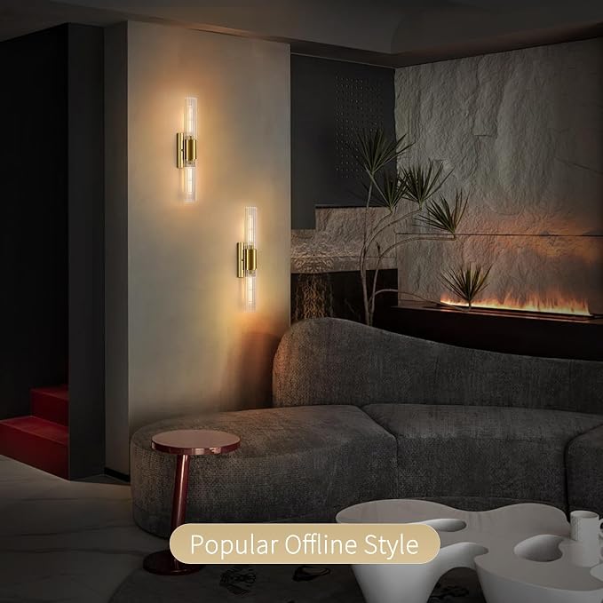 21" Gold Bathroom Sconces Set of 2, Modern Wall Sconces Set of Two - Image 7