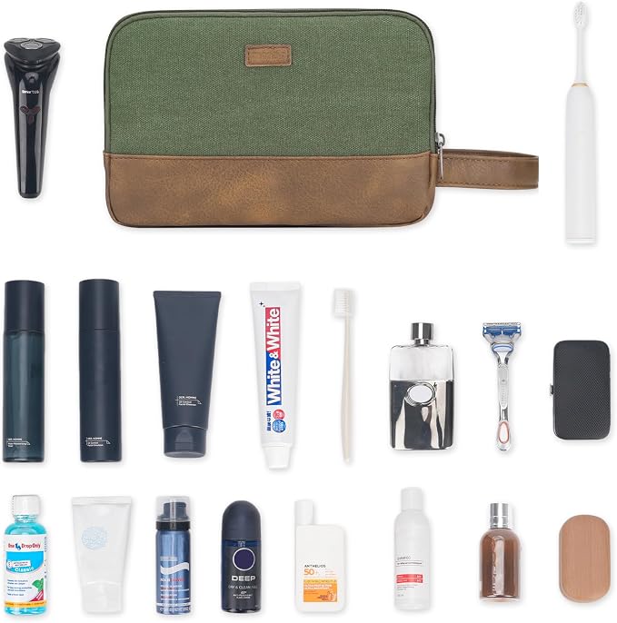 WANDF Travel Toiletry Bag for Men Large Toiletries Shaving Bag Water Resistant - Image 8