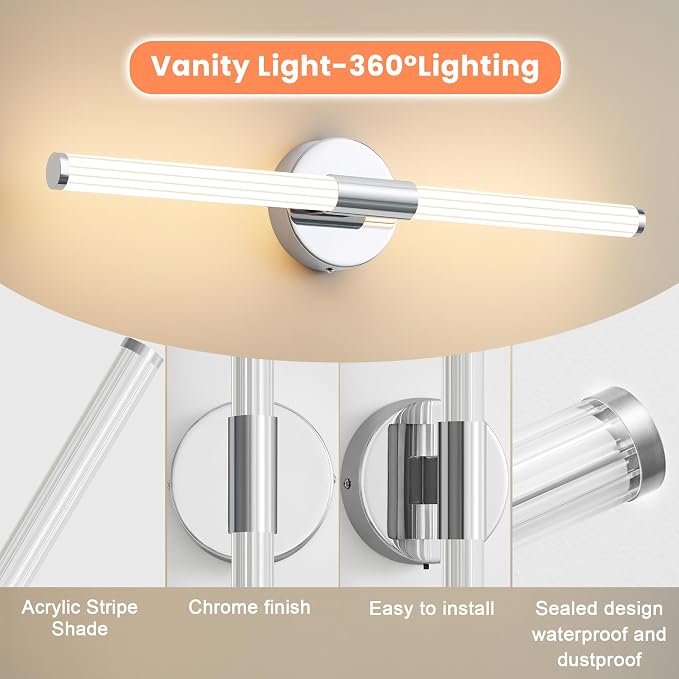 Bathroom Wall Sconces Set of 2 Hardwired, Dimmable 5CCT LED Bathroom Light - Image 5