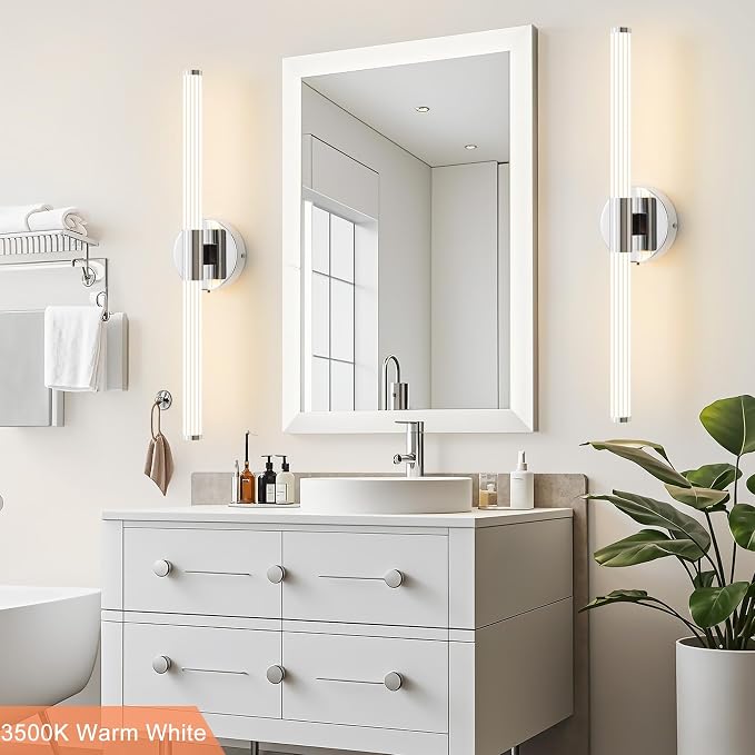 Bathroom Wall Sconces Set of 2 Hardwired, Dimmable 5CCT LED Bathroom Light - Image 2