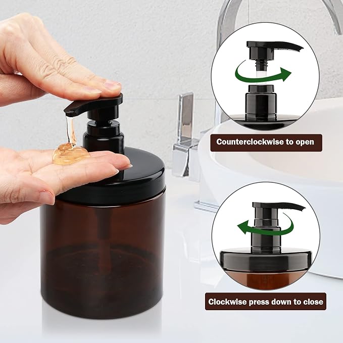 Pump Bottle Dispenser 3 Pcs 600ml/20oz Refillable Plastic Pump Bottles Wide - Image 2