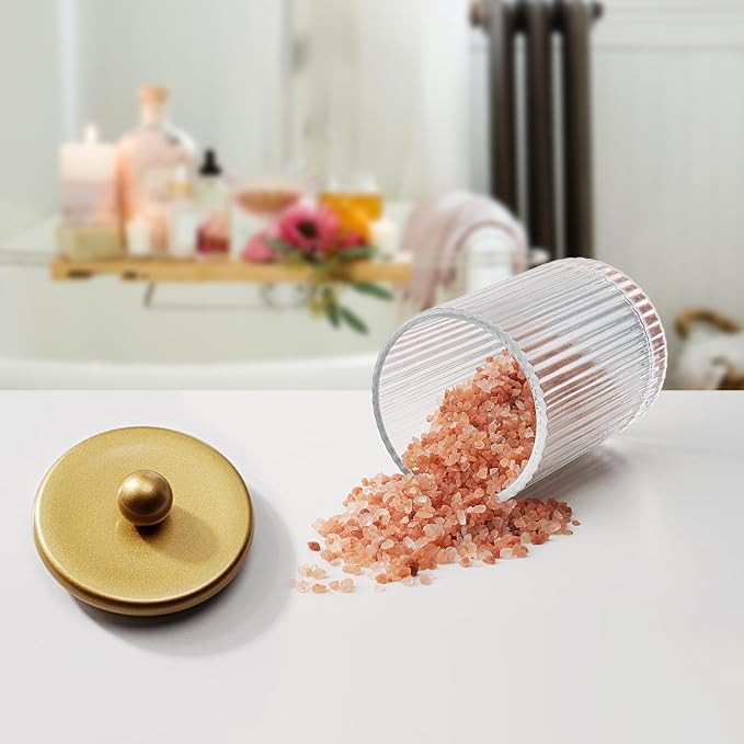 SheeChung 4-Pack Gold Ribbed Glass Qtip Holder - Image 5
