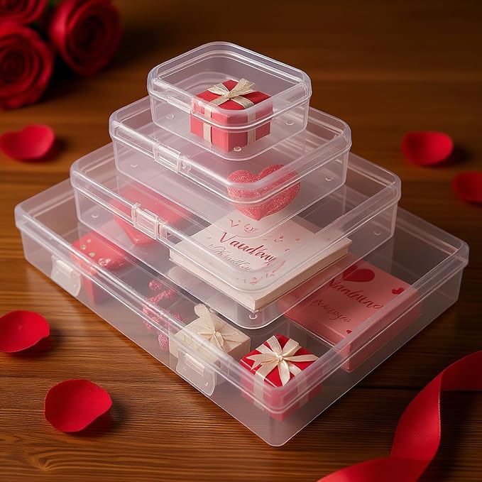 Goodma 24 Pieces Mixed Sizes Rectangular Empty Mini Clear Plastic Organizer - Image 3