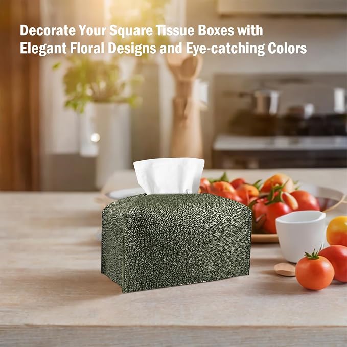 Tissue Box Cover PU Leather Tissue Holder Rectangle Facial Tissue Case Tissue - Image 2