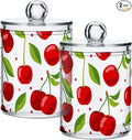 2 Pack Qtip Holder Dispenser for Cotton Ball Cherry Fruits Cotton Swab Round by ALAZA
