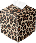 Leopard Print Tissue Box Cover Cute Animal Brown Black Leather Tissue Box by Unknown