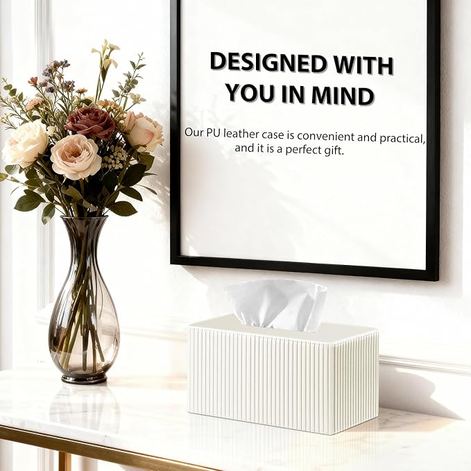 Larger Tissue Box Cover, Modern PU Leather Rectangular Facial Tissue Holder - Image 7