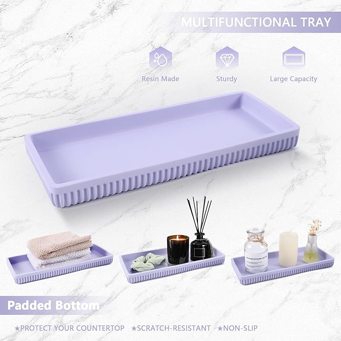 Resin Light Purple Bathroom Accessories Set 5 Pcs, Lotion Soap Dispenser - Image 5