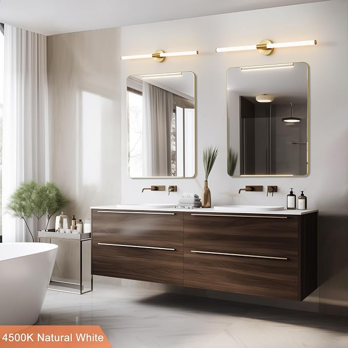 Glod Wall Sconces Set of 2 Hardwired, Dimmable 5CCT LED Bathroom Light Fixtures - Image 2