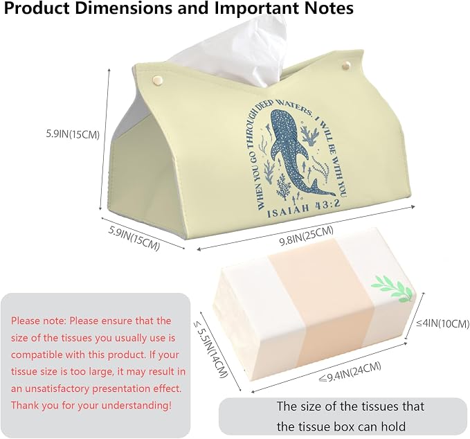 Whale Shark Christian Tissue Box Cover Rectangle, Ocean Whale Scripture Bible - Image 7