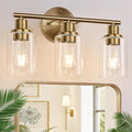 3-Light Bathroom Light Fixtures, Brushed Brass Bathroom Wall Lights by Zarbitta