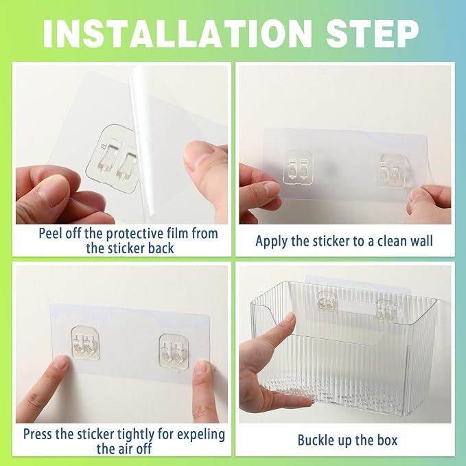 8 Pcs Storage Organizer Bins Wall Mounted Organizer Basket Plastic Cabinet Door - Image 5