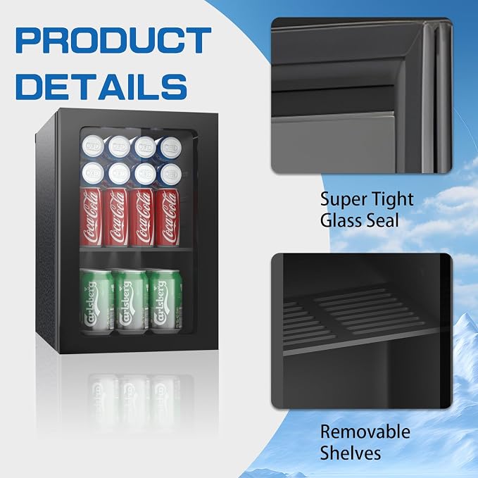 Compact Beverage Refrigerator, 24 Can/0.9 Cubic Feet Fridge - Image 2