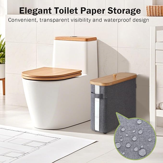 Bamboo Toilet Paper Organizer for Bathroom - Image 3
