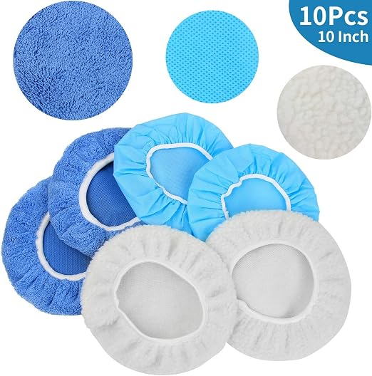 10PCS 9-10 inch Polisher Pad Bonnet Orbital Car Buffing Polishing Pad Cover - Image 2