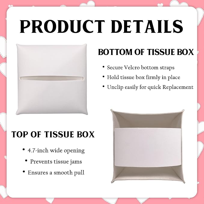 Red Heart Design Tissue Box Cover - Image 3