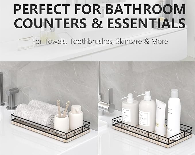 Toilet Paper Basket Organizer – Ash Wood Toilet Tank Tray - Image 4