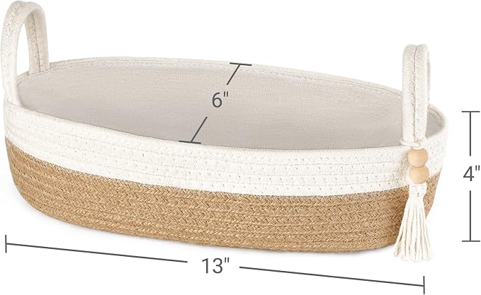 Mkono Small Storage Basket for Toilet Tank Top Boho Bathroom Decor Woven Rope - Image 5