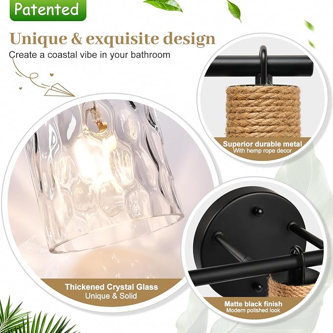 Bathroom Light Fixtures, 3-Light Coastal Vanity Lights - Image 4