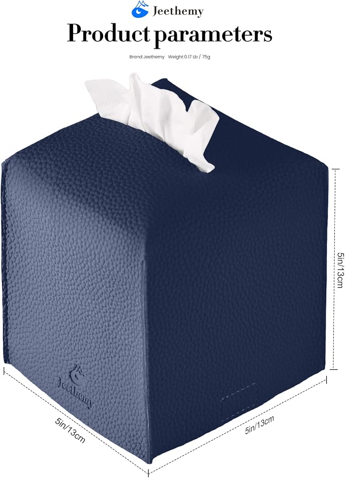 Tissue Box Cover, Jeethemy Square PU Leather Tissue Box Holder, Modern Tissue - Image 5