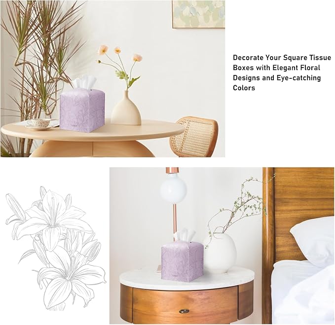 Tissue Box Holder Cover Square Tissue Cube Cover PU Leather Tissue Organizer - Image 2