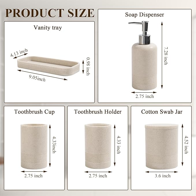 Bathroom Accessories Set, 6-Piece Bathroom Accessory Set, Toothbrush Holders Set - Image 7