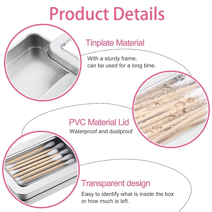2PCS Metal Cotton Swab Holder, Portable Small Floss Pick Holder, Reusable Empty - Image 3
