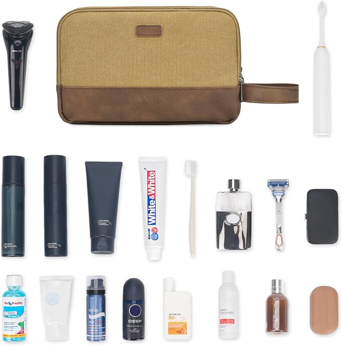 WANDF Travel Toiletry Bag for Men Large Toiletries Shaving Bag Water Resistant - Image 8