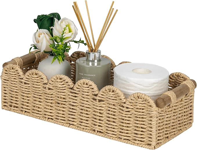 CubesLand Scalloped Edge Toilet Paper Storage Basket, Living Room Home Cozy by CubesLand