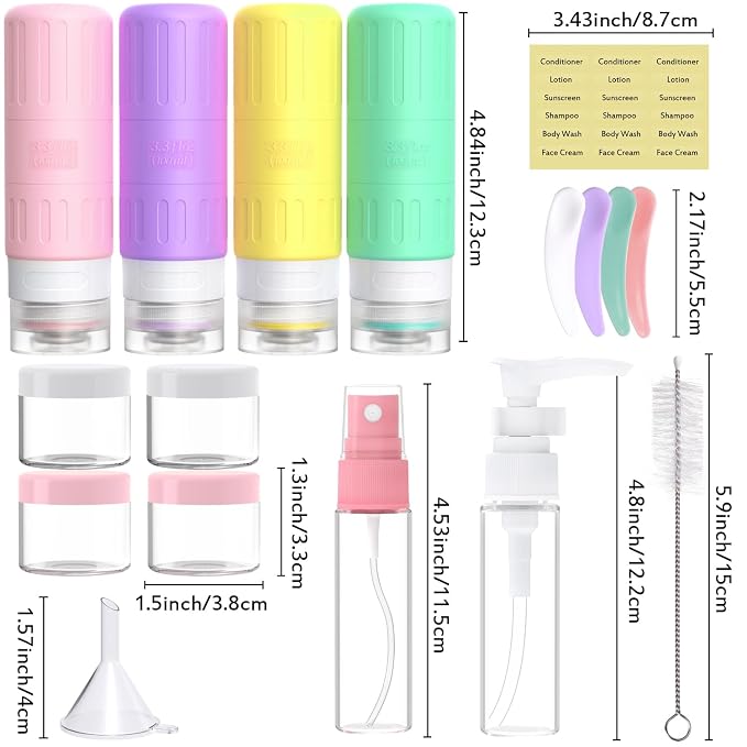 GLAMFIELDS Travel Bottles for Toiletries, TSA Approved 3.3oz Size LeakProof - Image 2