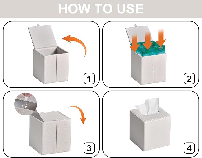 Tissue Box Cover Square PU Leather Facial Tissue Box Holder - Image 6