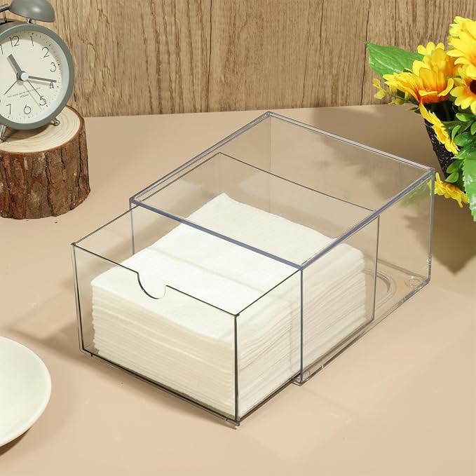Rainmae Disposable Face Towel Holder, Face Towel Storage Box Bin, Stackable - Image 7