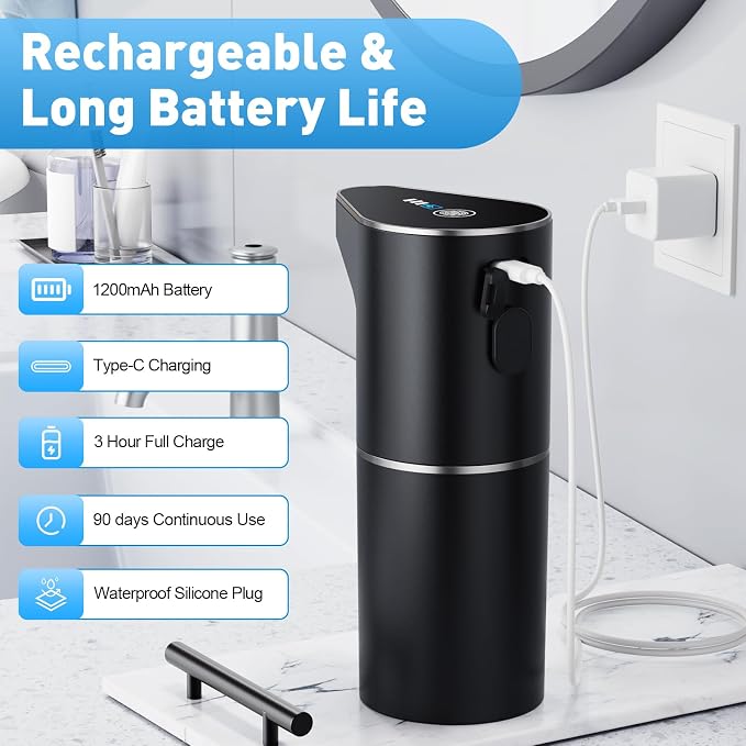 Automatic Soap Dispenser, Touchless Hand Wall Mount Rechargeable 3 Gear - Image 2