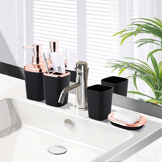 Black Bathroom Accessories, 9-Piece Black Bathroom Set - Image 5
