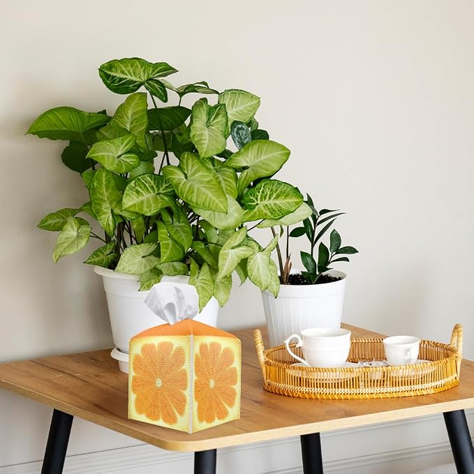 Cute Fruit Tissue Box Cover Funny Orange Citrus Square PU Leather Waterproof - Image 6