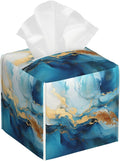Blue Gold Marble Tissue Box Cover Square, Abstract Liquid Marble Texture Tissue by sndheke