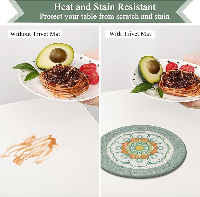 SHACOS Sage Green 8 Inches Trivets - Image 4