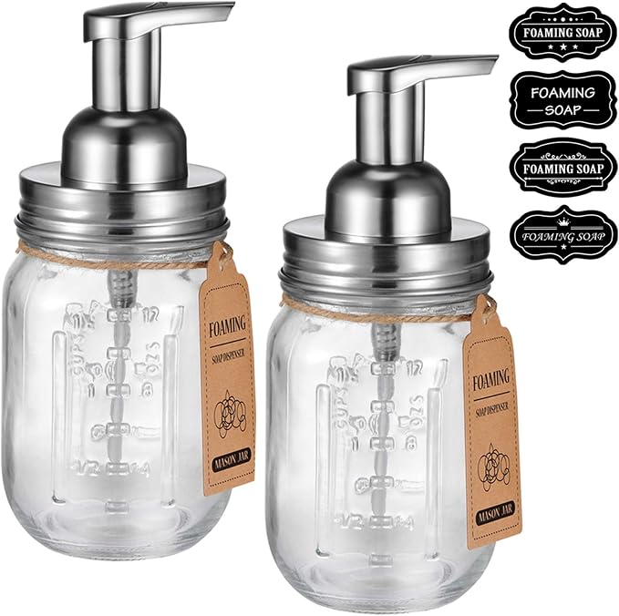 Amolliar Mason Jar Foaming Soap Dispenser, Plastic Soap Pump, Refillable Hand by Amolliar