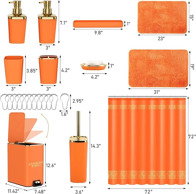 11PCS Bathroom Sets with Shower Curtain and Rugs Bathroom Accessories Set - Image 2