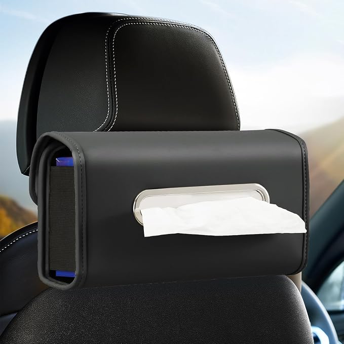 Car Tissue Holder, WHHMK Tissue Box Cover Keep Car Tidy, Premium PU Leather by WHHMK