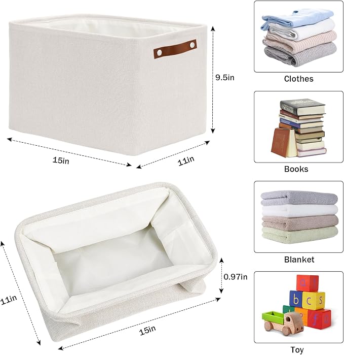 HNZIGE Large Fabric Storage Basket Organizers, Foldable Decorative Shelf Baskets - Image 2