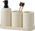 Bathroom Accessories Set, 4 Piece Travertine Stone Look Collection, Modern Bath by AdornMyHomeEnjoyMyLife