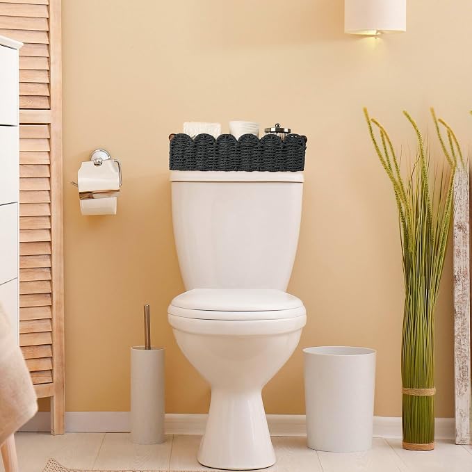 Toilet Paper Storage Basket Bathroom Counter Organizer Wicker Baskets - Image 3
