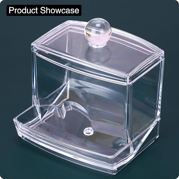 10oz Clear Acrylic Small Qtip Holder, Swab Dispenser Cotton Ball Jars Bathroom - Image 8