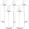 Youngever 5 Pack 16 Ounce Plastic Pump Bottles, Refillable Square Plastic Pump by Youngever